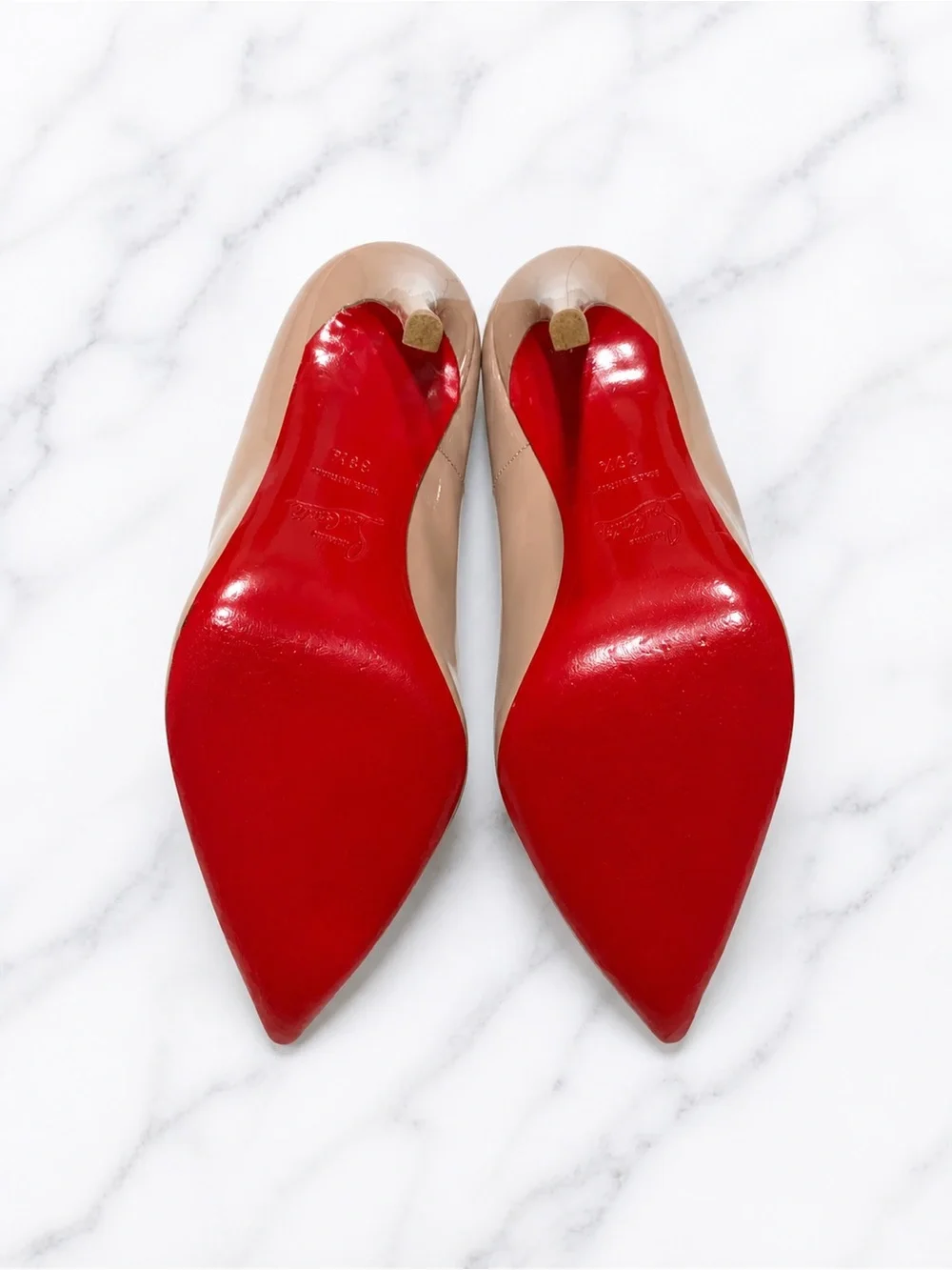 Christian Louboutin So Kate 120mm Nude Patent Leather Stiletto Heel Pump 38.5